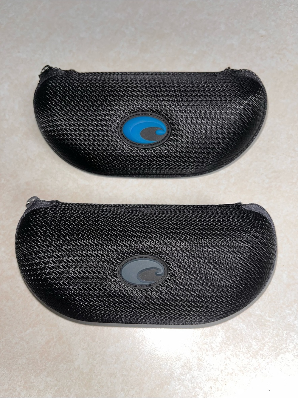 Costa Del Mar Black Sunglasses Cases with Blue and Gray Logos - Set of 2
